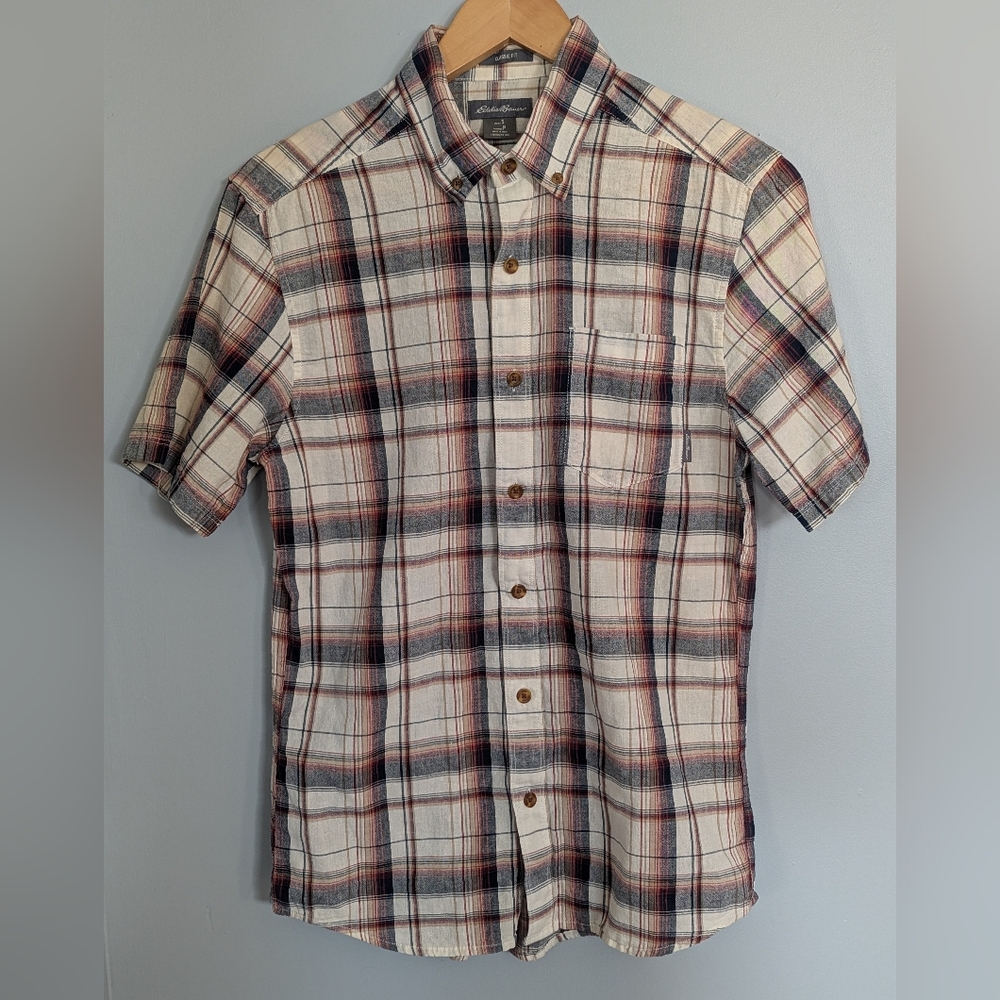 Eddie Bauer Multicolor Plaid Button Down Short Sleeve‎ Shirt Men's Small